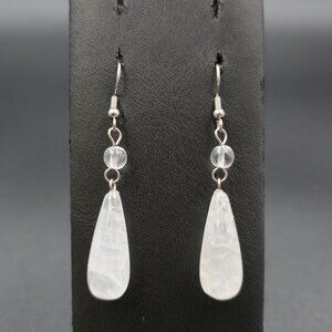 Silver Plated Clear Quartz Stone Dangle Earrings A7008